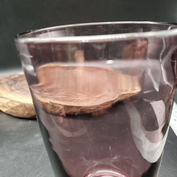 Cristal D Vintage Amethyst Glass Tumbler Glasses Set of 3 Hand Blown Style 6”